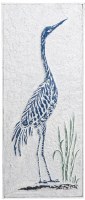 29" x 12" Blue Wings Down Heron Coastal Metal Wall Art Plaque
