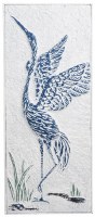 29" x 12" Blue Wings Up Heron Coastal Metal Wall Art Plaque