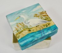 4" Square White Egret Capiz Box