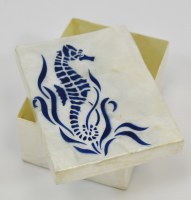 Large Rectangle Dark Blue Seahorse Capiz Box