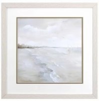 17" Sq Shore on the Left Coastal White Wash Framed Print Under Glass