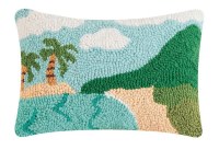 8" x 12" Palm Tree Island Coastal Decorative Hooked Pillow