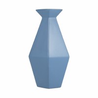 14" Blue Ceramic Geometric Vase