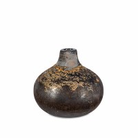 10" Distressed Brown Antique Squat Vase