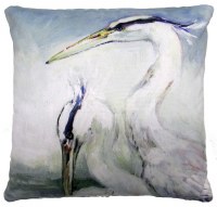 18" Sq Two White and Gray Egrets Decorative Indoor/Outdoor Pillow