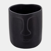 6" Black Face Vase