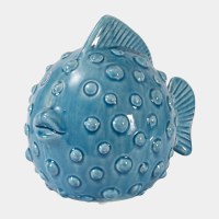10" Blue Ceramic Puffer Fish