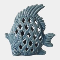 11" Blue Ceramic Openwork Fish