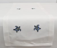 72" White Sea Turtle Table Runner