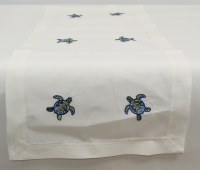 36" White Sea Turtle Table Runner