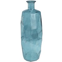 29" Teal Glass Geometric Vase