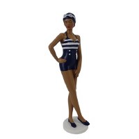 13" Navy Beach Lady Bathing Beauty Standing