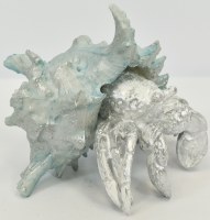 7" Blue and White Polyresin Hermit Crab Statue