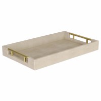 10" x 16" Cream Vinyl Tray With Gold Handles