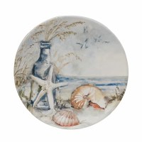 8.5" Round Starfish Coastal Landscape Ceramic Plate