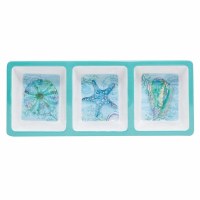 6" x 14" Three Compartment Serene Seas Melamine Dish