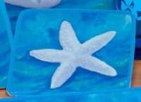 9" Sq Ocean Beach White Starfish Blue Melamine Plate