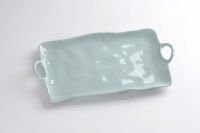 9' x 17" Aqua Textured Handle Melamine Tray by Pampa Bay