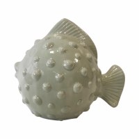 10" Sea Foam Ceramic Puffer Fish