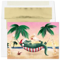 Box of 16 Alligator Laying in a Hammock Holiday Cards size 8" x 6"