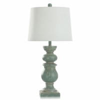 30" Distressed Blue Column Table Lamp