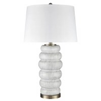 31" Distressed White Bumps Table Lamp