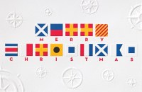 Box of 16 5" x 8" Nautical Flags Christmas Cards