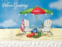 Box of 10 4" x 6" Beach Chairs on the Beach With Presents Christmas Cards