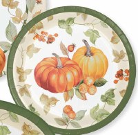 Pack of 8 7" Round Pumpkin Harvest Paper Plates