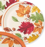Pack of 8 7" Round Fall Leaves Paper Plates