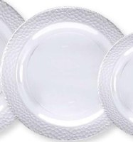 Pack of 10 8" Round Clear Pebble Rimmed Disposable Plates