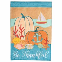 18" x 13" "Be Thankful" Shells and Pumpkins Mini Garden Flag