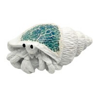 6" Turquoise and White Polyresin Mosaic Hermit Crab Figurine