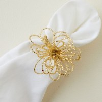 Gold Beaded Bow Napkin Ring