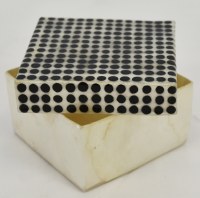 3" Sq Black and White Dots Capiz Box