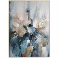 65" x 47" Navy and Gold Abstract Canvas in a Gold Frame