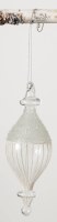 7.5" Clear White Lines Glass Drop Ornament