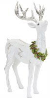 16" Distressed White Polyresin Deer Standing Statue