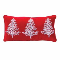 11" x 22" White Trees on Red Decorative Pillow