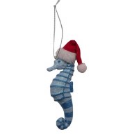 5" Blue Christmas Seahorse Ornament