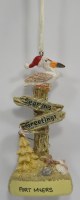 5" Fort Myers LED Pelican Sitting on a Sign Post Ornament