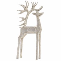 16" Gold and Beige Lines Polyresin Deer Statue