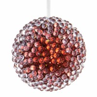 4" Red Glitter Beaded Ball Ornament