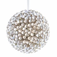 5" Gold and Silver Glitter Beaded Ball Ornament