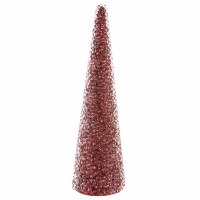 16" Red Glitter Beaded Cone Tree