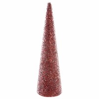 20" Red Glitter Beaded Cone Tree