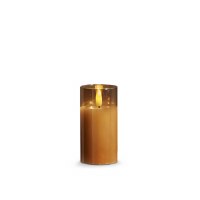 2" x 4" LED Ivory Pillar Candle in Gold Glass