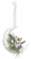 5" Owl on an Acrylic Moon Ornament