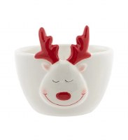 3" Red and White Cermaic Deer Pot