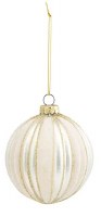 3" White and Gold Glass Ball Ornament